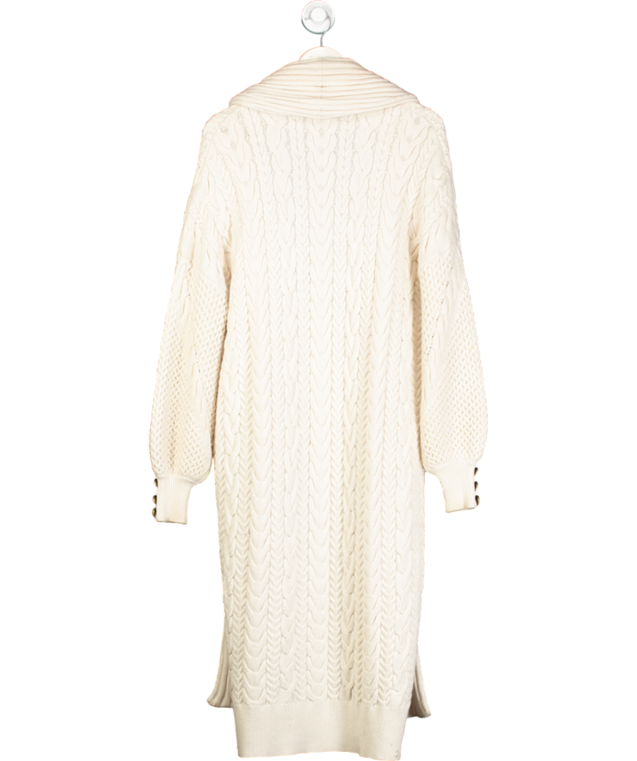 Karen Millen Cream All Over Cable Knit Shawl Collar Longline Coatigan UK XS