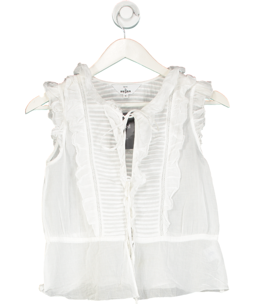 Brora White X Skye The Organic Cotton Blouse UK 6