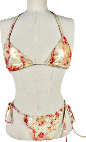 PEACHY DEN Multicoloured Kimora Metalic Bikini Orange Soda UK XS