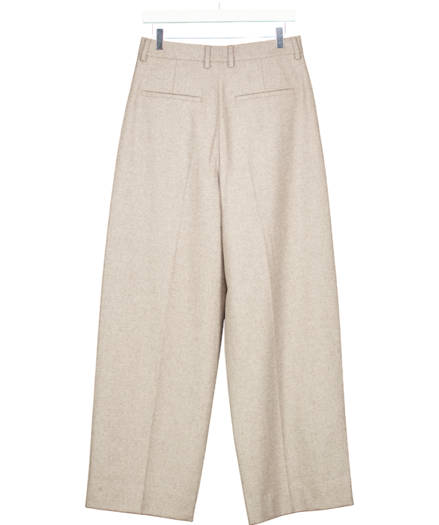 Filippa K Grey wool blend  Wide Pleated Flannel Trousers UK 8