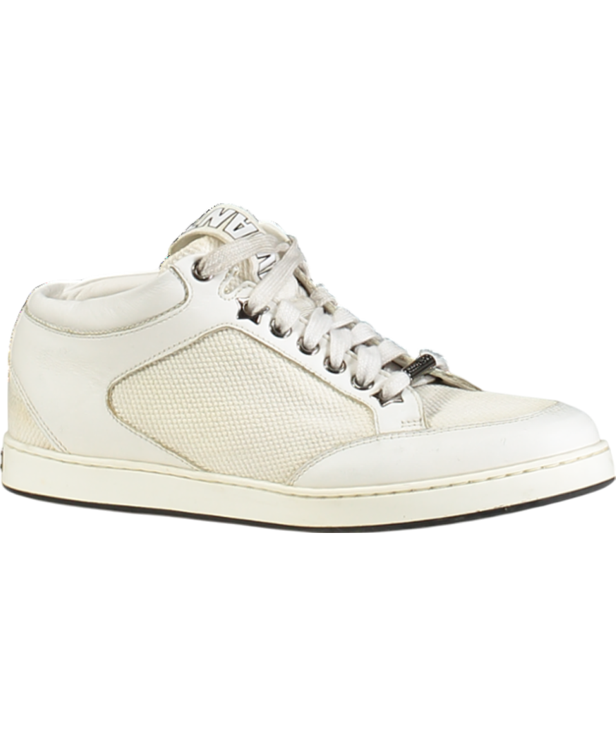 Jimmy Choo Miami White Leather Logo Tag Trainers UK 3 EU 36 👠