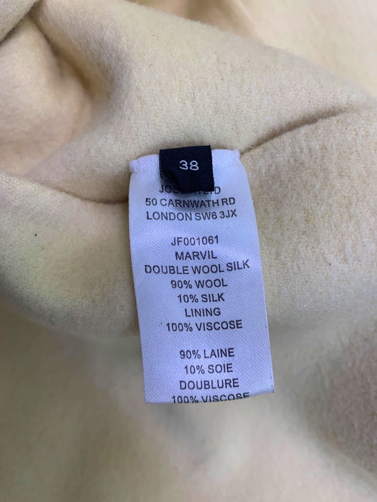 Joseph Ivory Marvil Double Wool Silk Coat UK 38