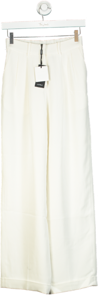 Lilysilk Ivory Wide-Leg Trousers UK 6