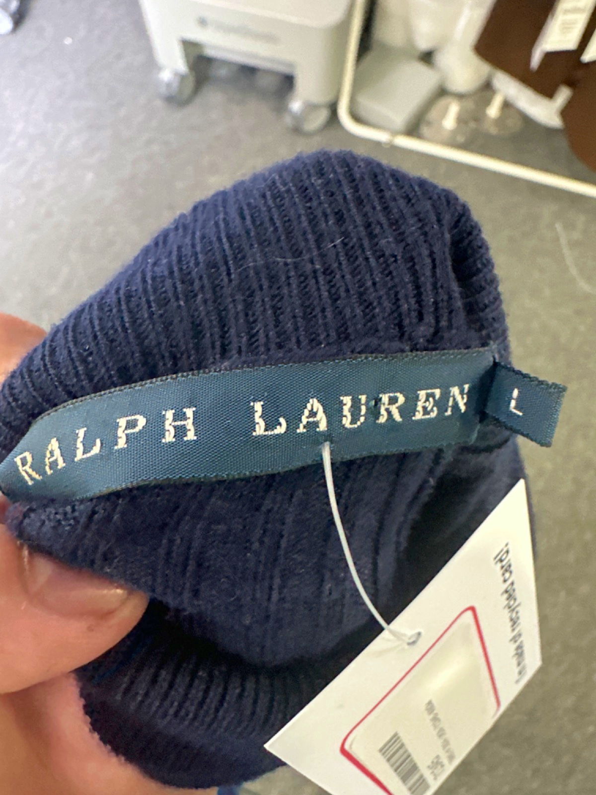 Ralph Lauren Navy Ribbed Knit Dress UK L