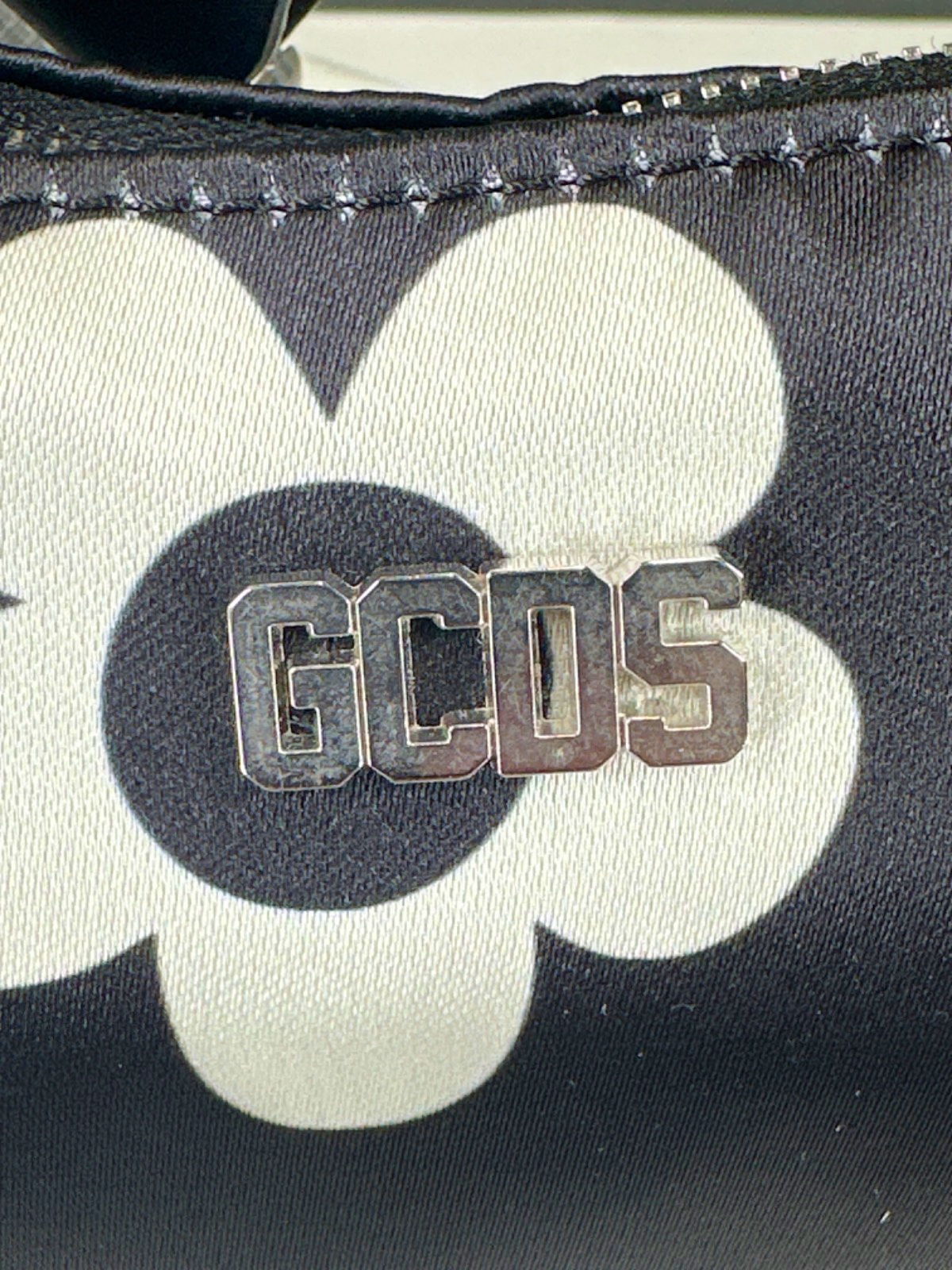 GCDS Black and White Daisy Banana mini neck bag