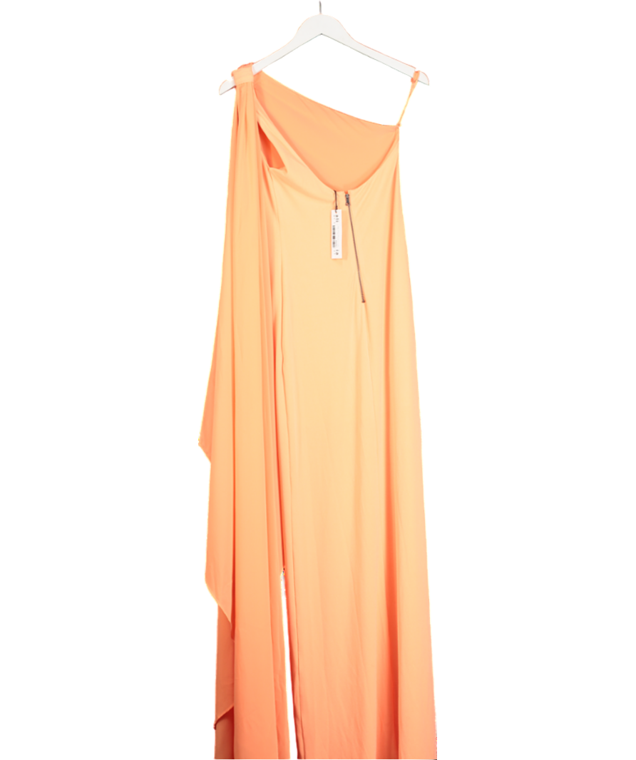 Alice + Olivia Orange Anja One Shoulder Draped Maxi Dress UK XS