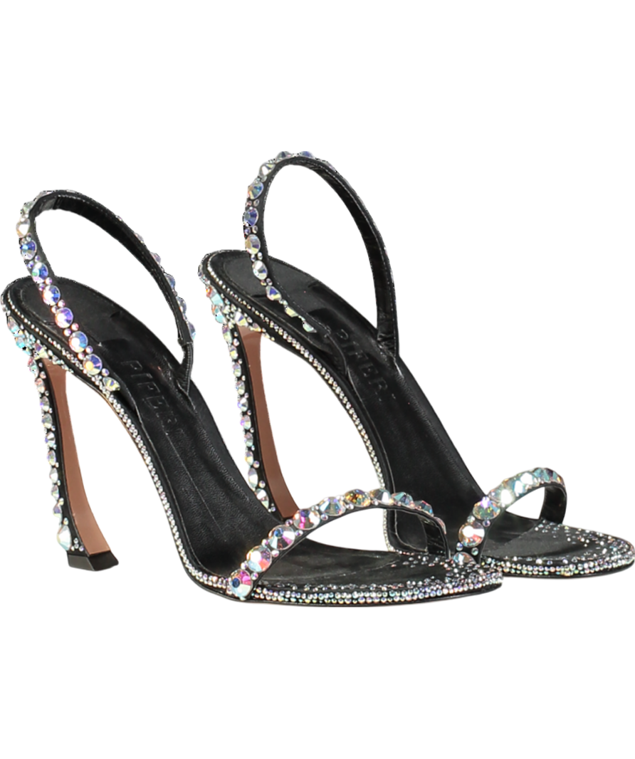 PIFERI Black Ginevra 100 Crystal Sandals UK 9 EU 42 👠