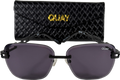 QUAY Black No Cap Square Sunglasses in Case