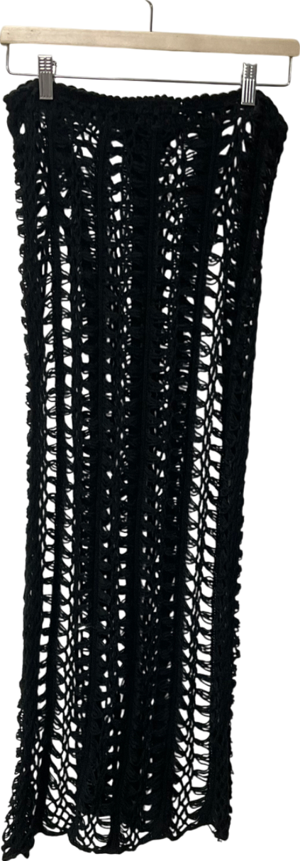 Misspap Black Crochet Maxi Skirt UK S