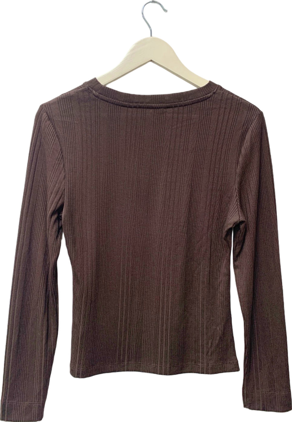 Tu Brown Ribbed Long Sleeve Top UK 12