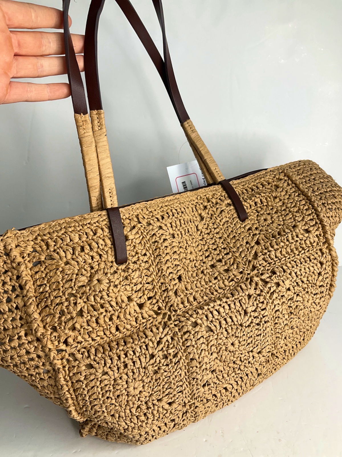 Next Beige Crochet Tote Bag