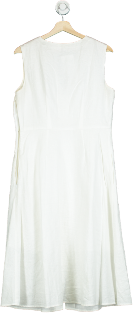 Boden White Sleeveless Rainbow Button Linen Dress UK 12