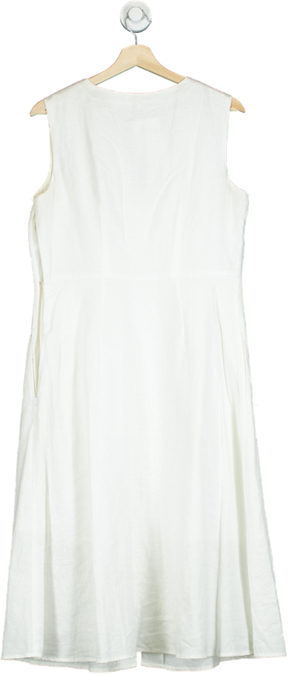 Boden White Sleeveless Rainbow Button Linen Dress UK 12