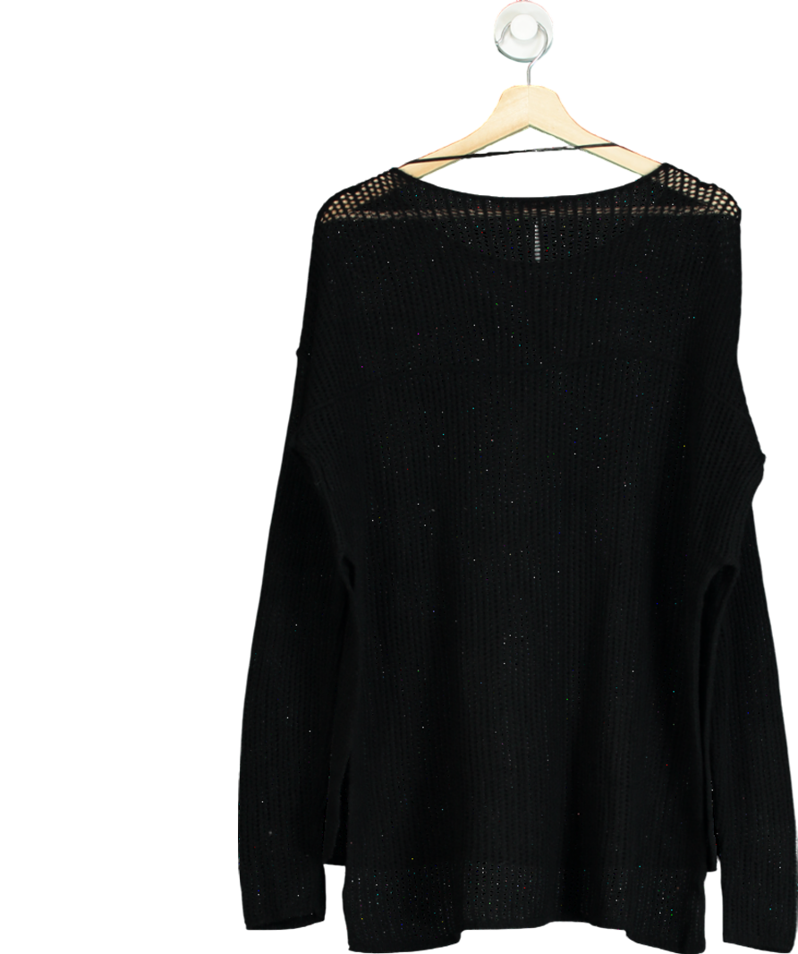 Free People Black Open Knit Split Side Jumper UK S