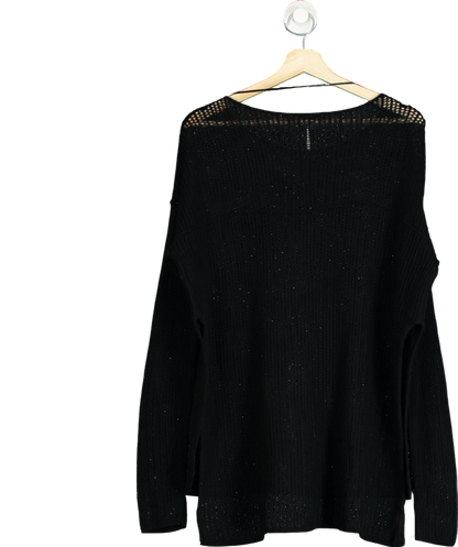 Free People Black Open Knit Split Side Jumper UK S