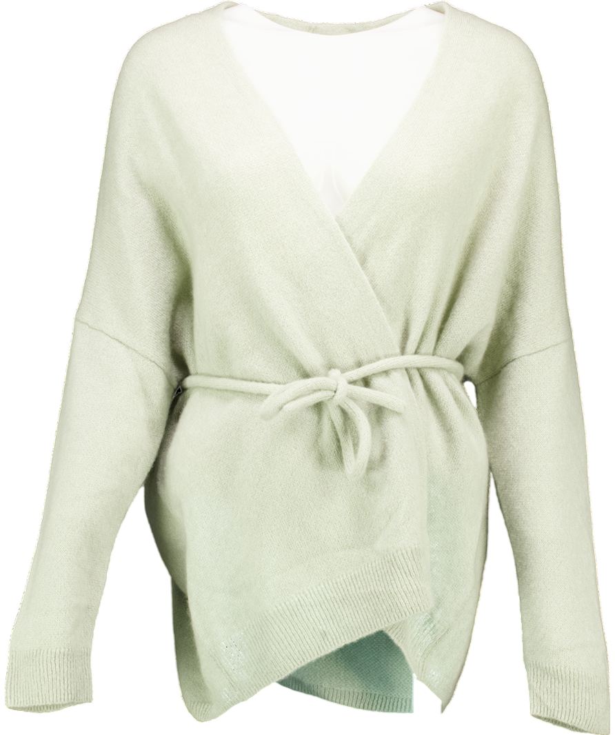 LilySilk Silk/Cashmere Green Lounge Wrap Knit Cardigan UK S