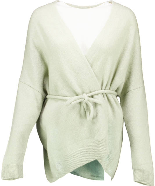 LilySilk Silk/Cashmere Green Lounge Wrap Knit Cardigan UK S