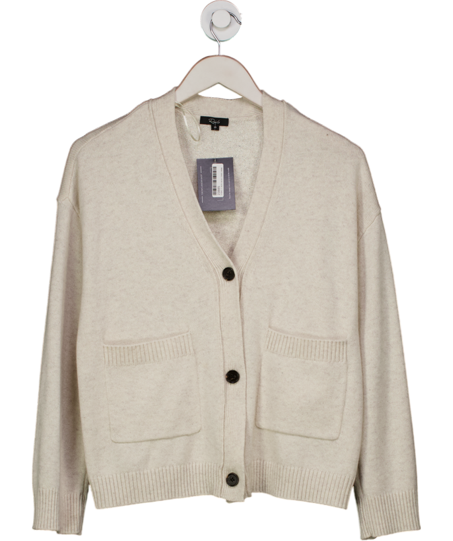 Rails Cream Lindi Oversized Pocket Wool Blend Cardigan, Oatmeal UK XS
