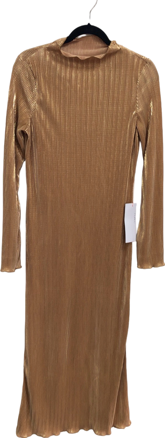 Never Fully Dressed Gold Ribbed Midi Dress UK 10