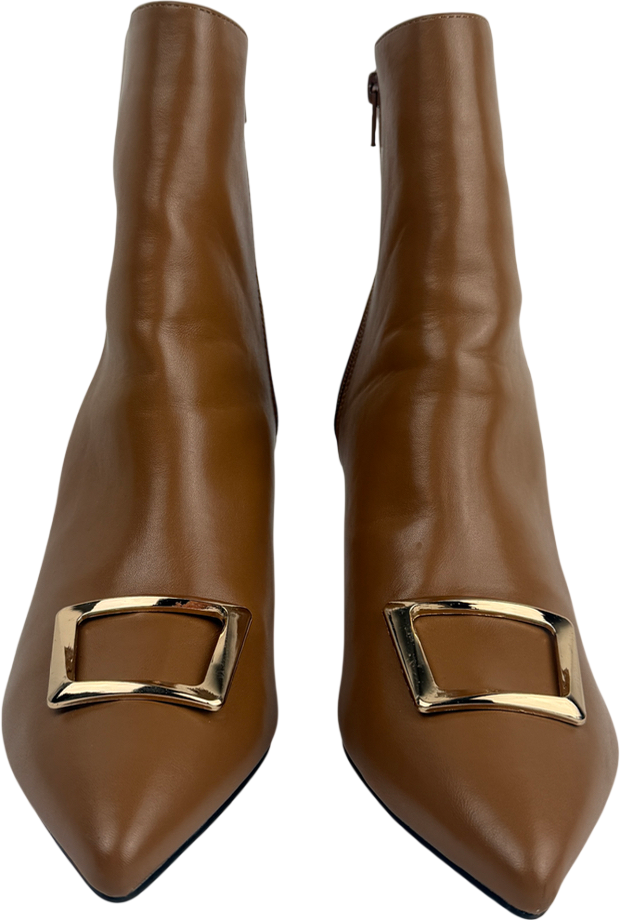 Bellucci Brown Gold Buckle Detail Pointed Heels UK 7 EU 40 👠