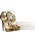 Jimmy Choo Metallic Gold Platform Sandal Heels UK 7.5 EU 40.5 👠
