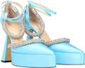 AMINA MUADDI Blue Embellished Kimberly Platform Heels UK 4 EU 37