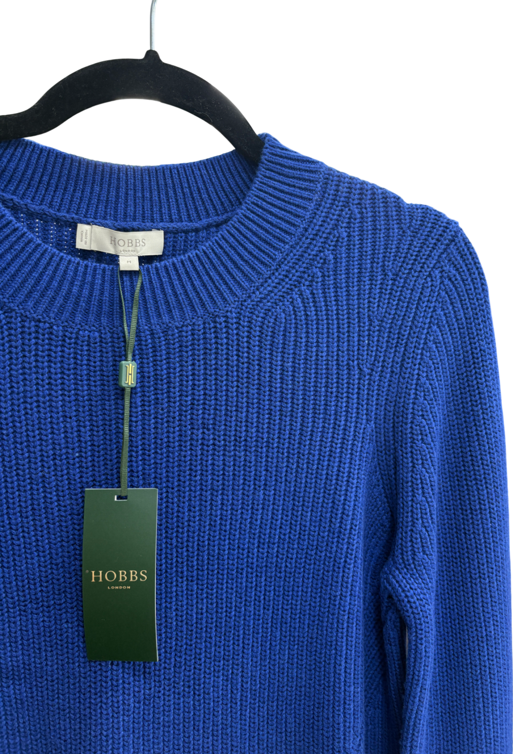 Hobbs Blue Charlie Cotton/ Merino wool blend Knit Sweater UK M