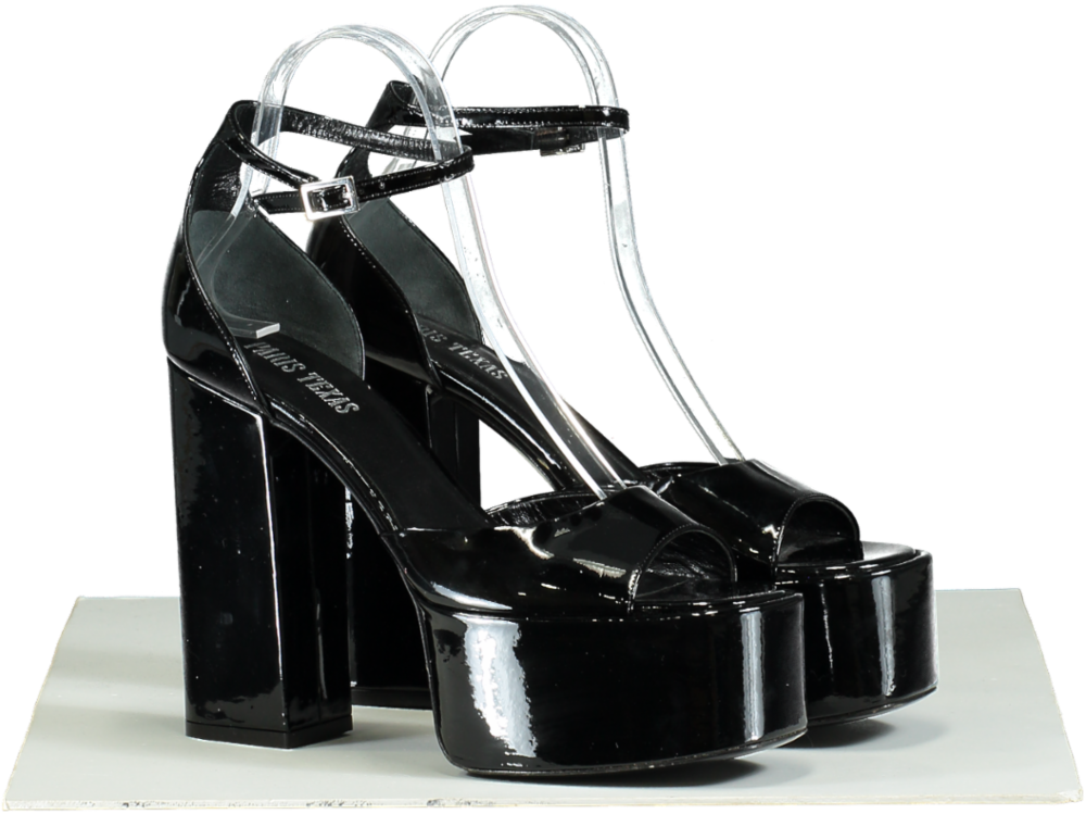 Paris Texas Black Patent Tatiana Platform Sandal UK 4 EU 37