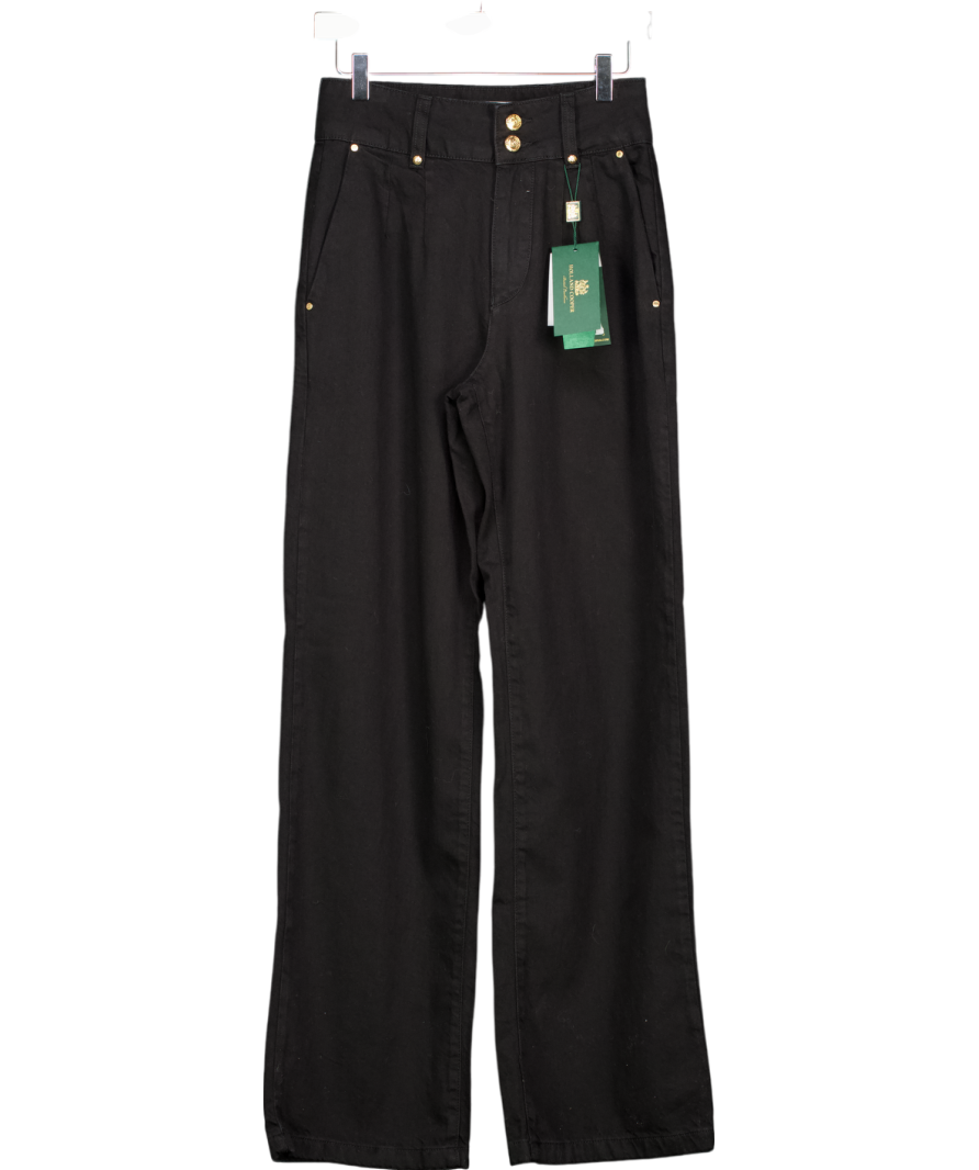 Holland Cooper Black Tailored Wide Leg Jean - Regular Length UK 8