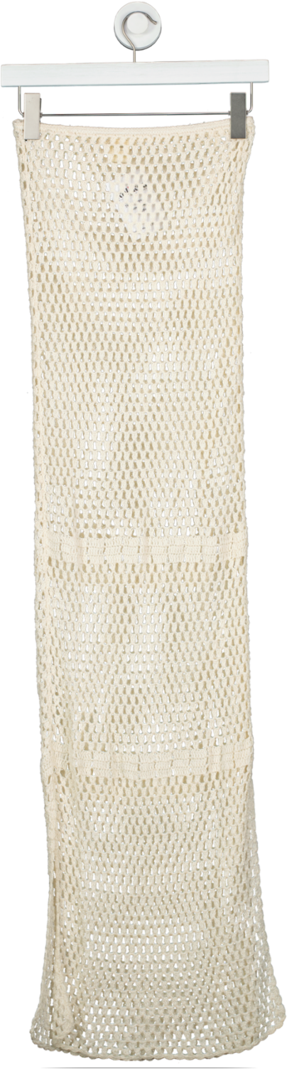 Flook The Label Cream Crochet Maxi Skirt With Side Split UK XS