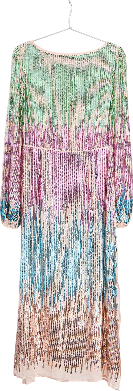 Rixo Multicoloured Rainbow Sequin Coco Dress UK S