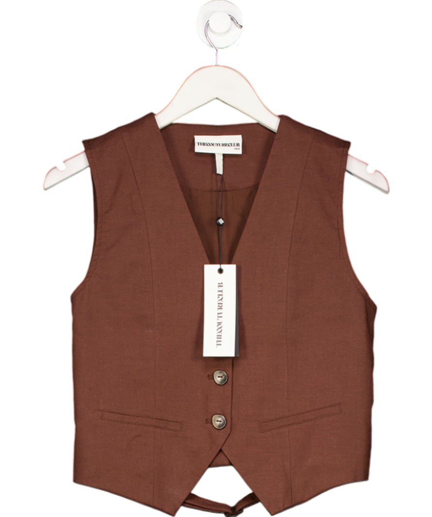 The Couture Club Brown Linen Blend Waistcoat UK 8