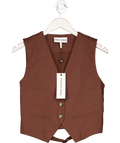 The Couture Club Brown Linen Blend Waistcoat UK 8