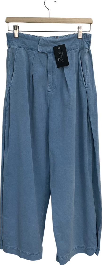 Free People Blue Cool Harbor Wide-leg Trousers UK XS