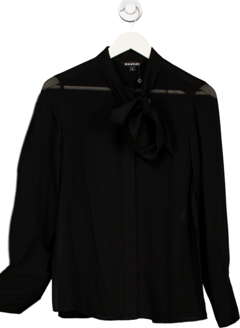 Whistles Black Amy Tie Detail Blouse UK 6