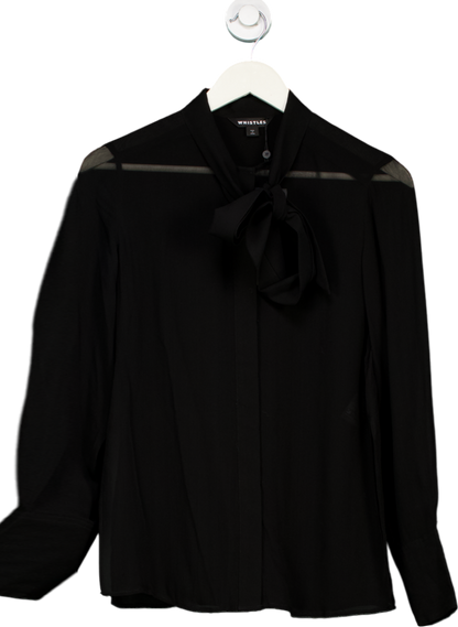 Whistles Black Amy Tie Detail Blouse UK 6