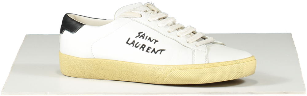 Saint Laurent White Court Classic Logo-embroidered Leather Trainers UK 2 EU 35 👠