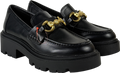 ASOS Black Wide Fit Milan Chunky Chain Detail Loafers UK 5 EU 38