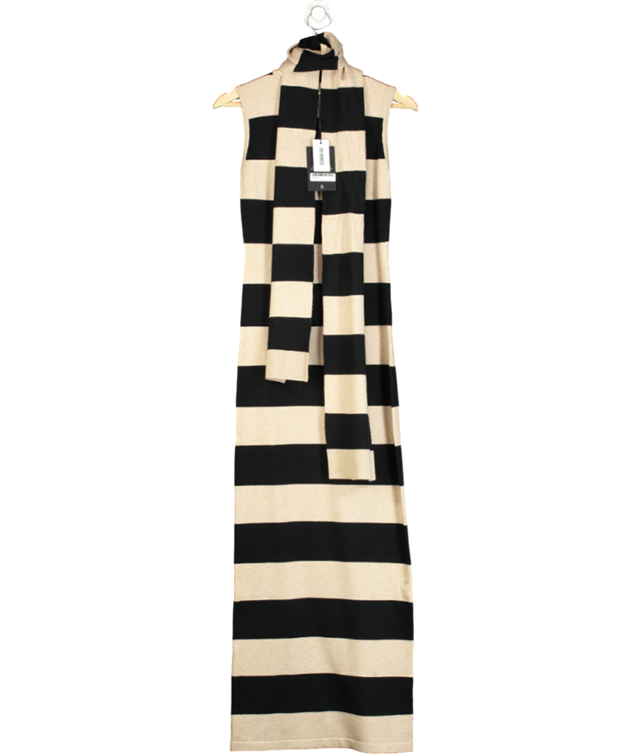 4th & Reckless Beige Striped Knitted Maxi Dress With Scarf UK 6