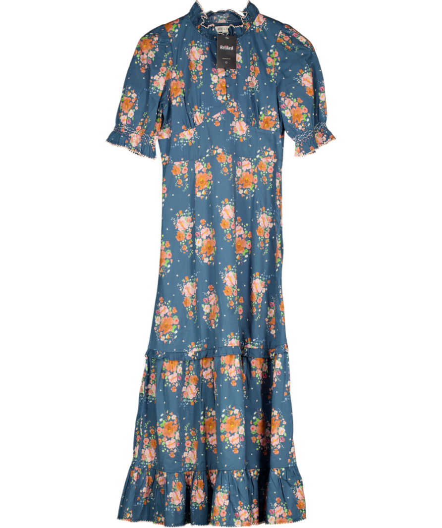 ST. CLAIR Blue Floral Midi Dress UK 10