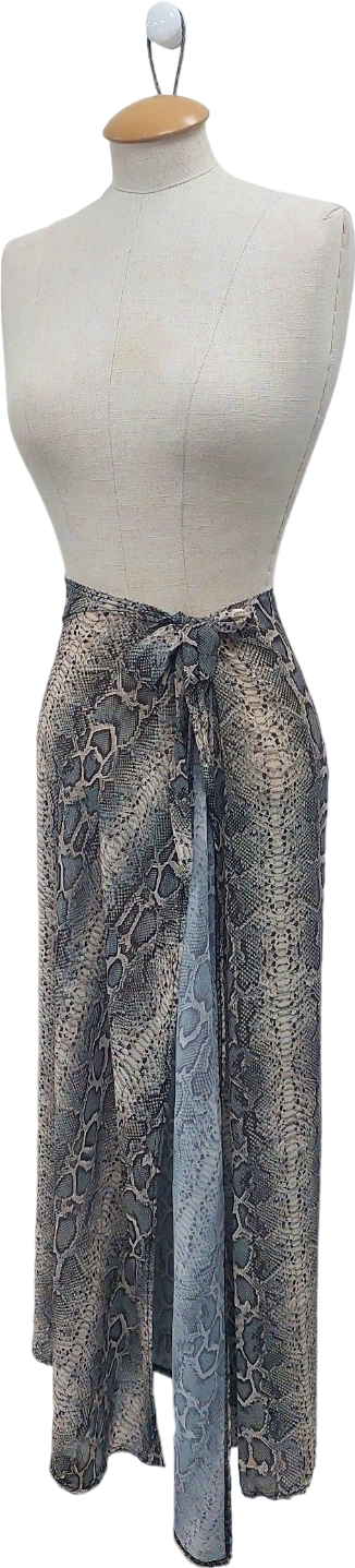 Pretty Little Thing Green Snake Print Wrap Skirt UK 4