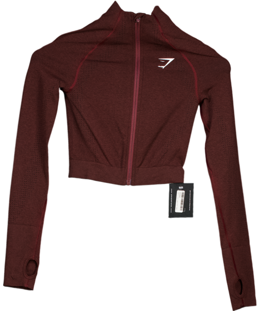 gymshark Red Burgundy Seamless Zip Jacket UK XS
