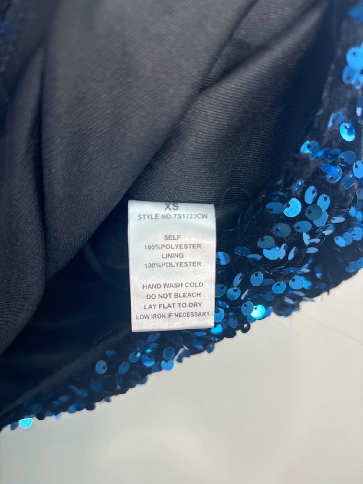 Fashion Nova Blue Sequin Short Sleeve Crop Top XS