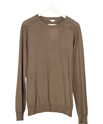 Sunspel Brown Sea Island Cashmere Blend Crew Neck Jumper UK M