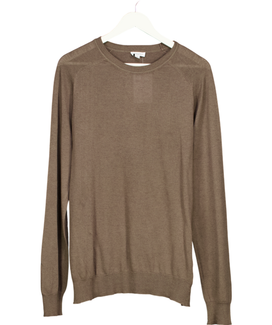 Sunspel Brown Sea Island Cashmere Blend Crew Neck Jumper UK M