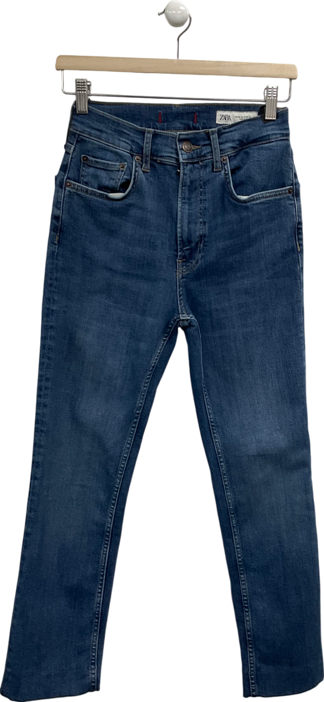 ZARA Blue High Rise Straight Jeans UK 6