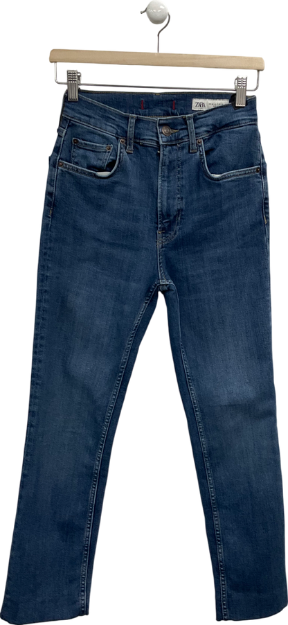 ZARA Blue High Rise Straight Jeans UK 6