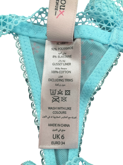 boux avenue Blue Monica Tanga Thong UK 6