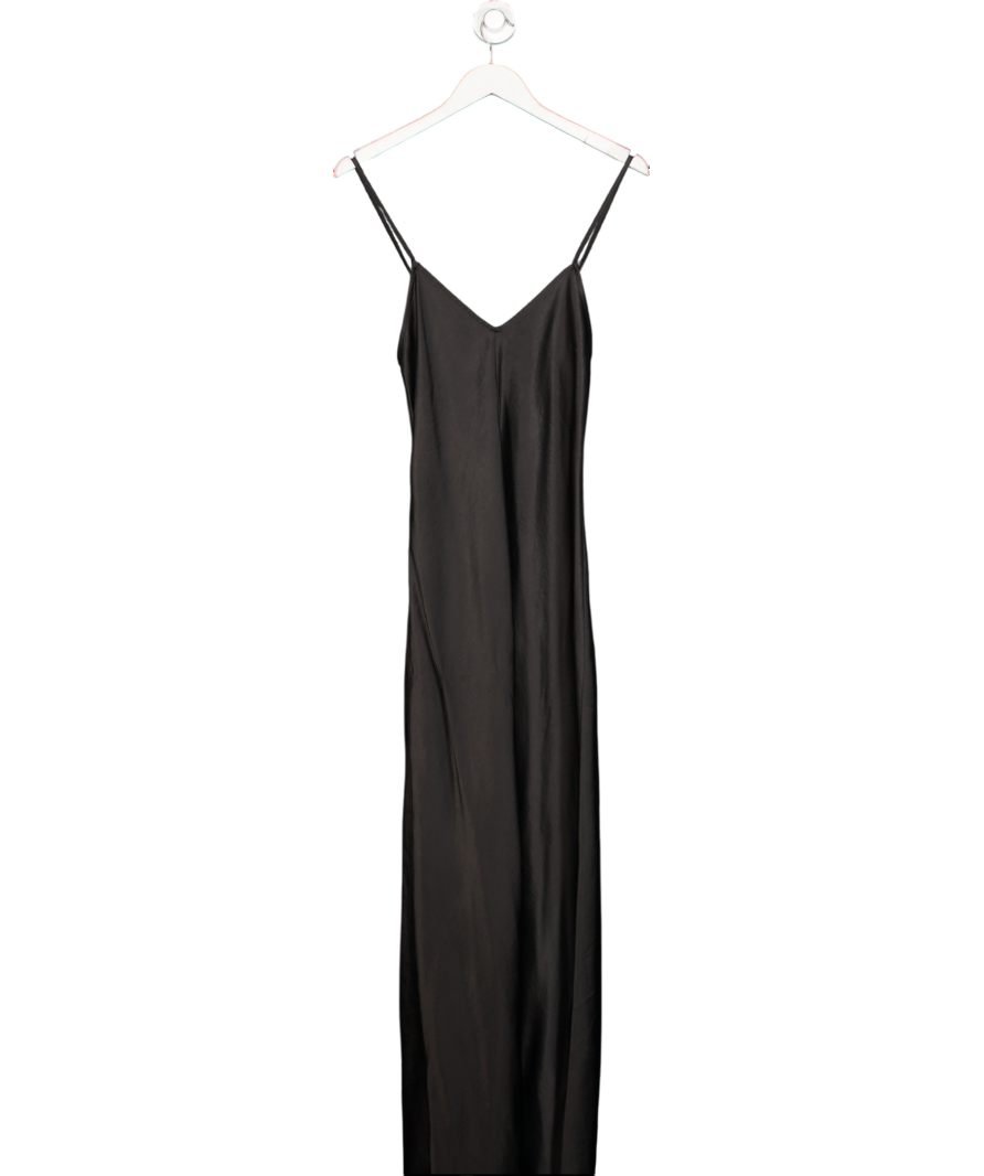 Serena Bute Grey Satin Maxi  Slip Dress Charcoal UK 8