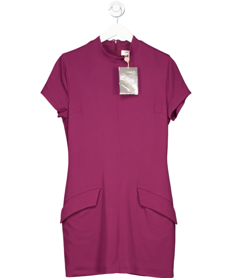 House of CB Red Alia Flap-pocket Stretch-woven Mini Dress UK L